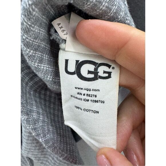 UGG Mens Gray White Check Plaid Long Sleeve Flannel Button Up Shirt Size Medium - Picture 5 of 8